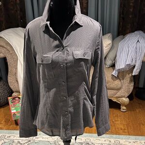 LOFT Charcoal Button-Down Shirt